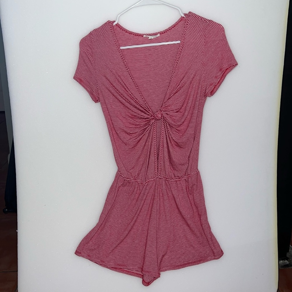 Red and White Stripe Romper